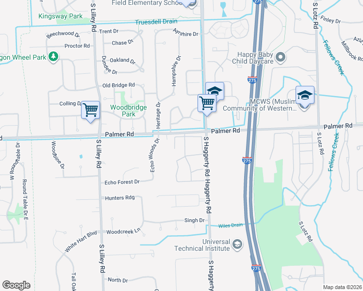 map of restaurants, bars, coffee shops, grocery stores, and more near 1914 Hawks Nest Court in Canton
