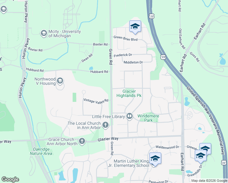 map of restaurants, bars, coffee shops, grocery stores, and more near in Ann Arbor