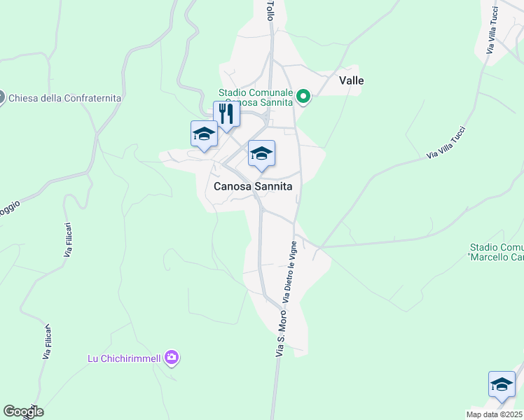 map of restaurants, bars, coffee shops, grocery stores, and more near in Canosa Sannita