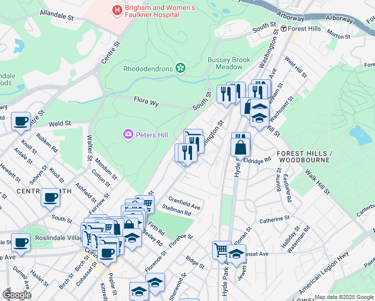 map of restaurants, bars, coffee shops, grocery stores, and more near 8 Lesher Street in Boston