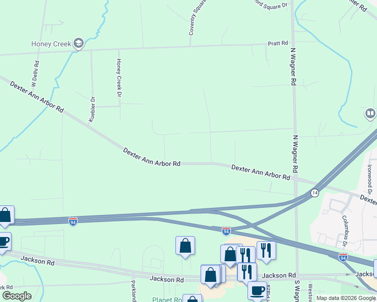 map of restaurants, bars, coffee shops, grocery stores, and more near 3940 Dexter Ann Arbor Road in Ann Arbor