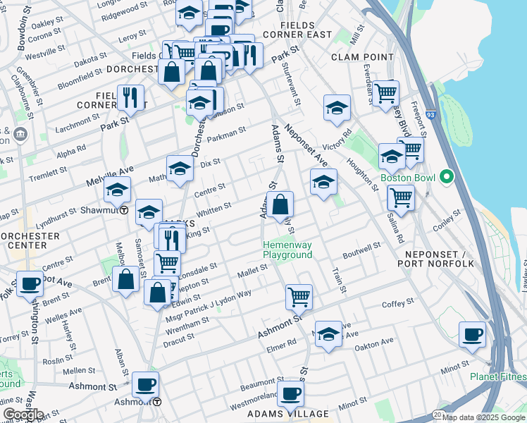 map of restaurants, bars, coffee shops, grocery stores, and more near 88 Saint Marks Road in Boston