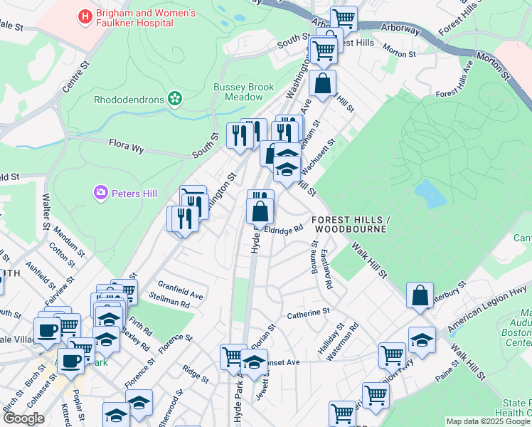 map of restaurants, bars, coffee shops, grocery stores, and more near in Boston