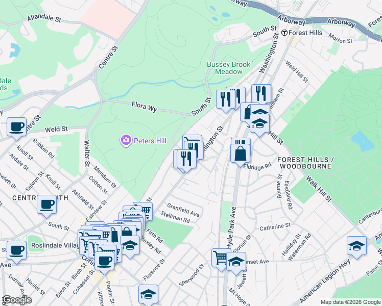 map of restaurants, bars, coffee shops, grocery stores, and more near 8 Lesher Street in Boston