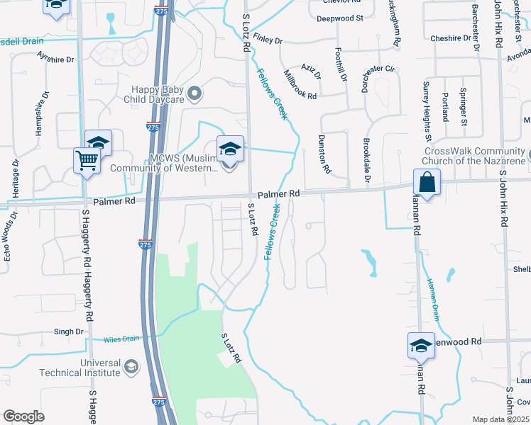 map of restaurants, bars, coffee shops, grocery stores, and more near 1819 Knollwood Drive in Canton