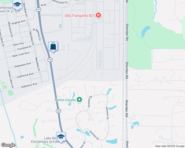 map of restaurants, bars, coffee shops, grocery stores, and more near 29755 North Rivers Drive in Lake Bluff