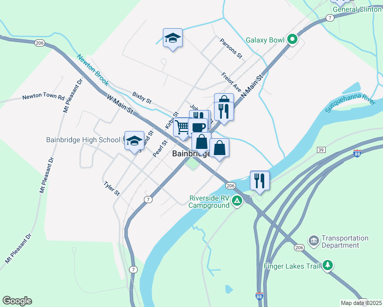 map of restaurants, bars, coffee shops, grocery stores, and more near in Bainbridge