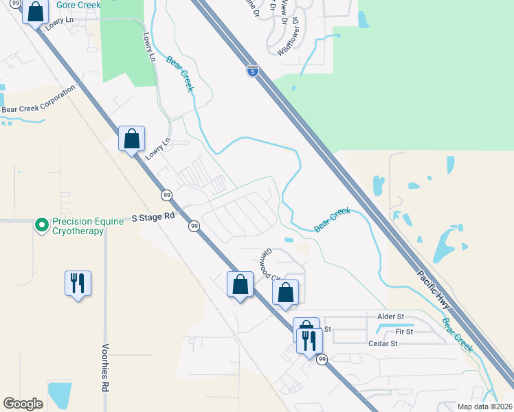 map of restaurants, bars, coffee shops, grocery stores, and more near 502 Sweetwater Lane in Medford