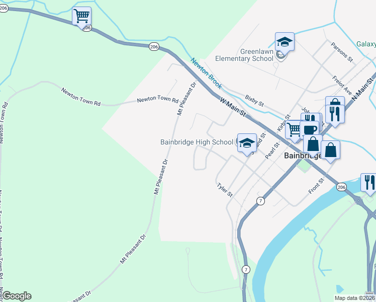 map of restaurants, bars, coffee shops, grocery stores, and more near 19 Jericho Road in Bainbridge