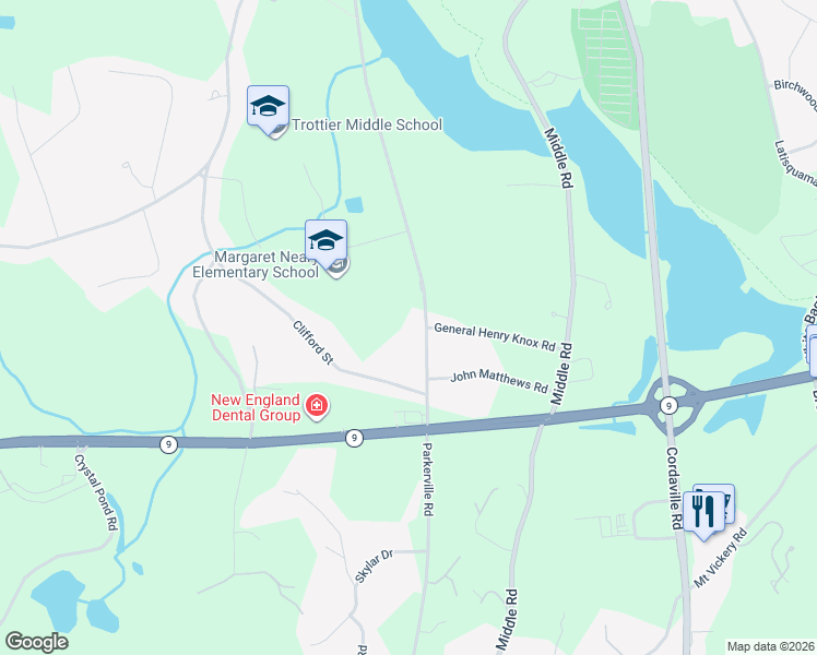 map of restaurants, bars, coffee shops, grocery stores, and more near 61 Parkerville Road in Southborough