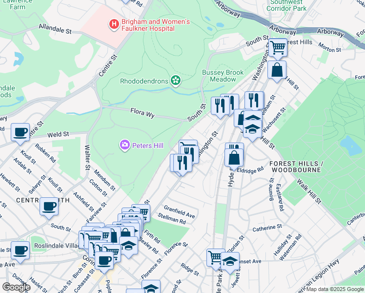 map of restaurants, bars, coffee shops, grocery stores, and more near 34 Colgate Road in Boston