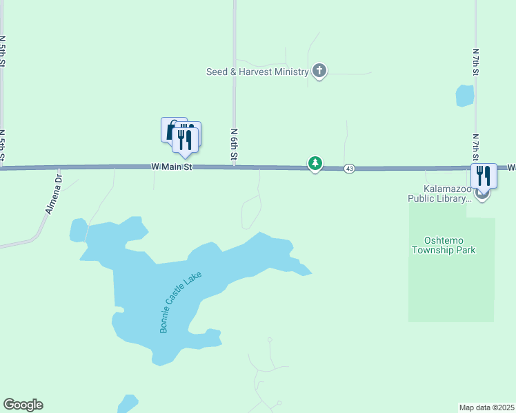 map of restaurants, bars, coffee shops, grocery stores, and more near in Kalamazoo County