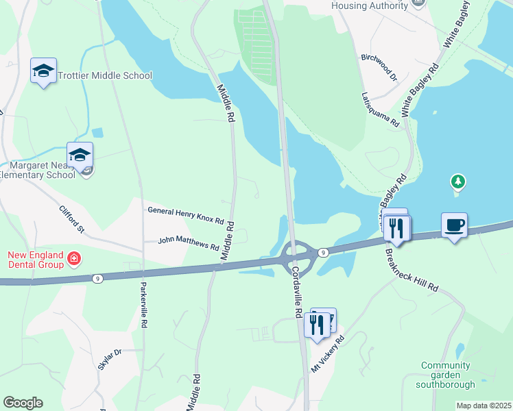 map of restaurants, bars, coffee shops, grocery stores, and more near 14 Stub Toe Lane in Southborough