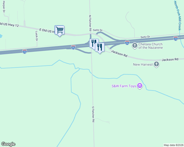 map of restaurants, bars, coffee shops, grocery stores, and more near 365 South Fletcher Road in Chelsea