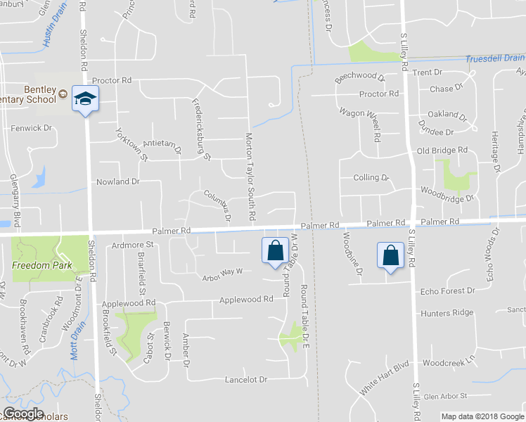 map of restaurants, bars, coffee shops, grocery stores, and more near 43356 Stonington Court in Canton