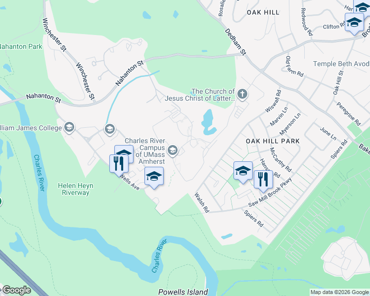 map of restaurants, bars, coffee shops, grocery stores, and more near 100 Carlson Avenue in Newton