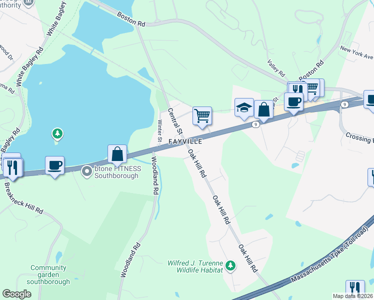 map of restaurants, bars, coffee shops, grocery stores, and more near in Southborough