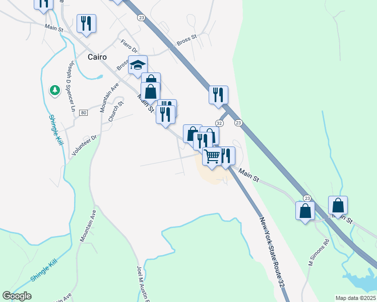 map of restaurants, bars, coffee shops, grocery stores, and more near 281 Main Street in Cairo