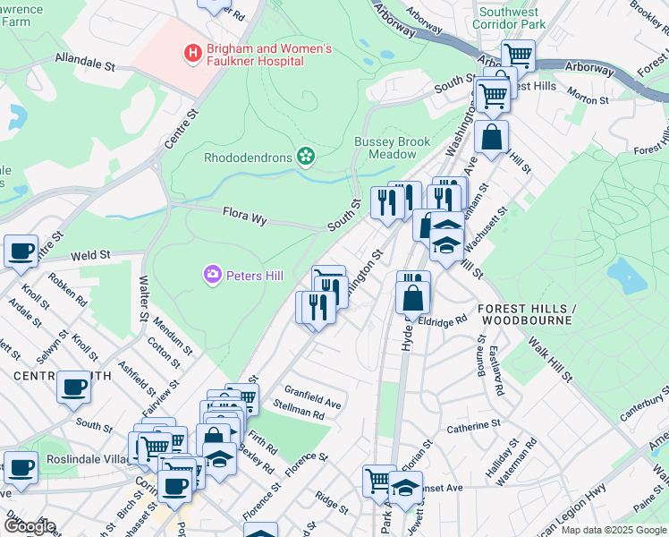 map of restaurants, bars, coffee shops, grocery stores, and more near 26 Mahler Road in Boston