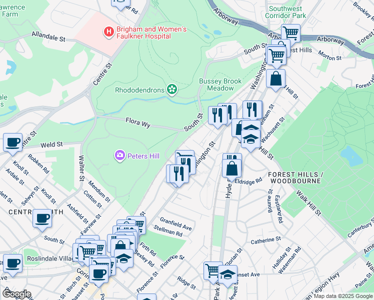 map of restaurants, bars, coffee shops, grocery stores, and more near 26 Mahler Road in Boston