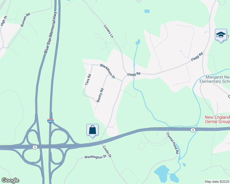 map of restaurants, bars, coffee shops, grocery stores, and more near 61 Flagg Road in Southborough