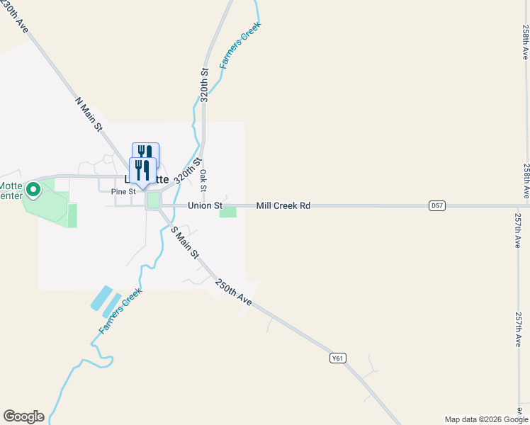 map of restaurants, bars, coffee shops, grocery stores, and more near 24387 Mill Creek Road in La Motte
