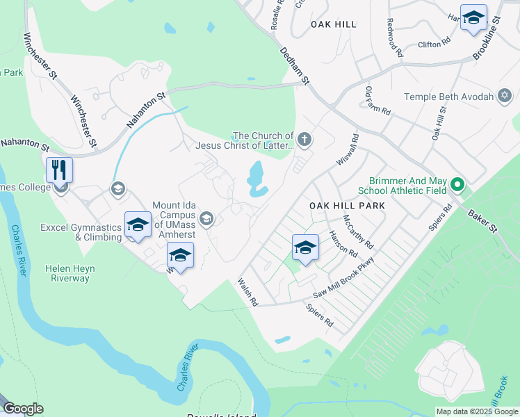 map of restaurants, bars, coffee shops, grocery stores, and more near 73 Carlson Avenue in Newton