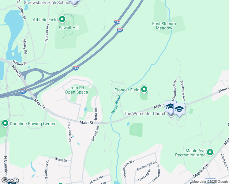 map of restaurants, bars, coffee shops, grocery stores, and more near 4 Oxford Drive in Shrewsbury