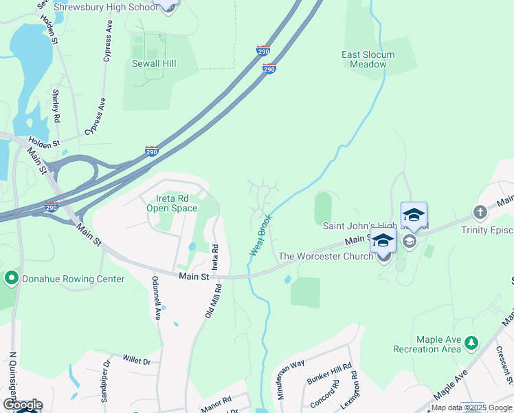 map of restaurants, bars, coffee shops, grocery stores, and more near 4 Oxford Drive in Shrewsbury