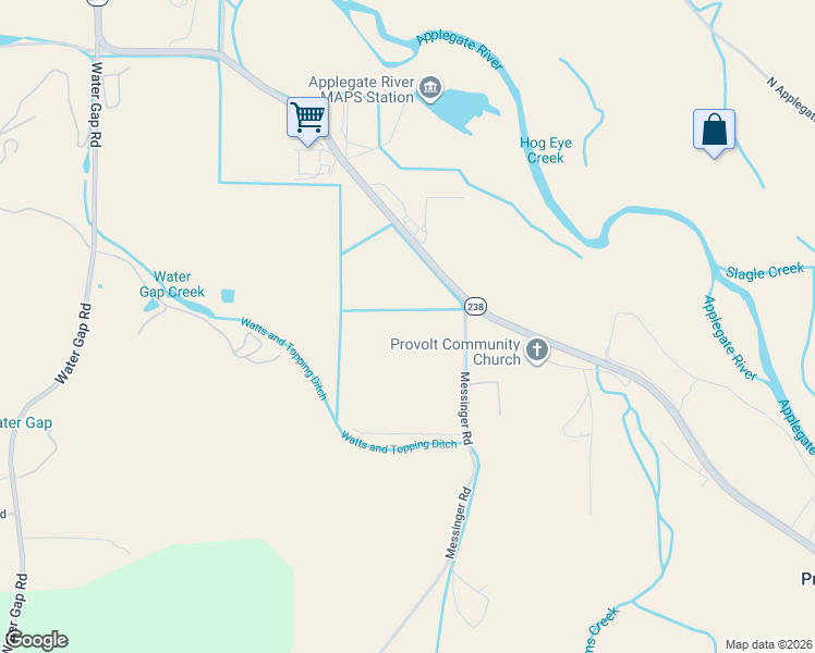 map of restaurants, bars, coffee shops, grocery stores, and more near 370 Messinger Road in Grants Pass