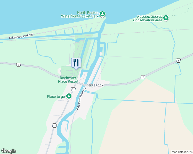 map of restaurants, bars, coffee shops, grocery stores, and more near 1023 County Road 2 in Belle River