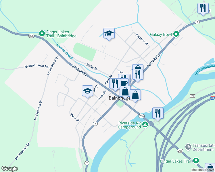 map of restaurants, bars, coffee shops, grocery stores, and more near 8 Kirby Street in Bainbridge