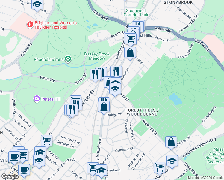 map of restaurants, bars, coffee shops, grocery stores, and more near in Boston