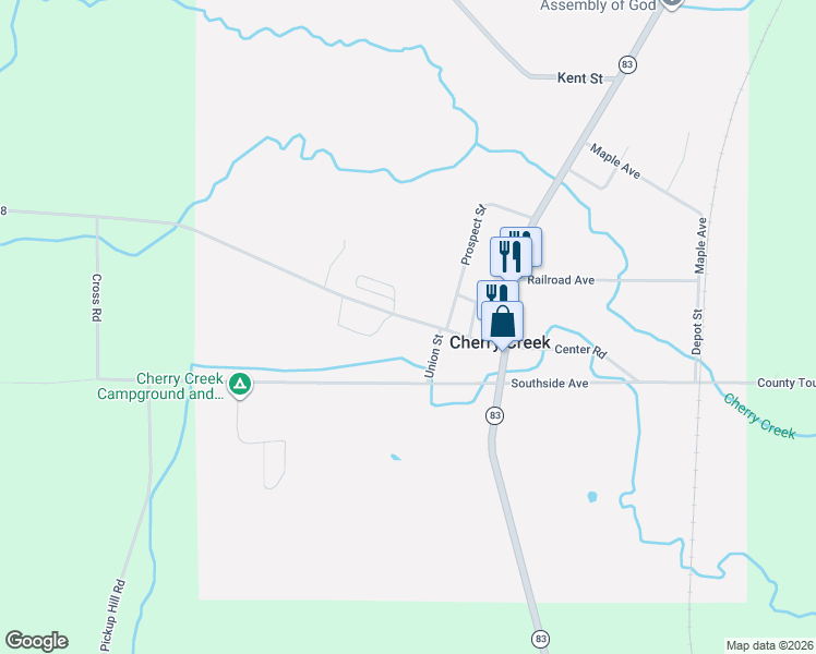 map of restaurants, bars, coffee shops, grocery stores, and more near 657 Center Road in Cherry Creek