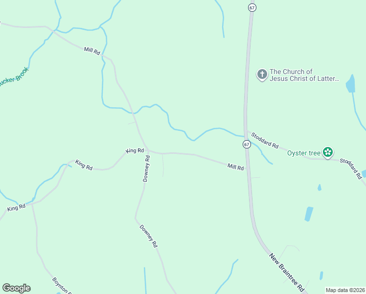 map of restaurants, bars, coffee shops, grocery stores, and more near 20 Mill Road in North Brookfield