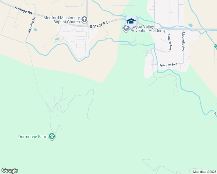 map of restaurants, bars, coffee shops, grocery stores, and more near 3707 South Stage Road in Medford