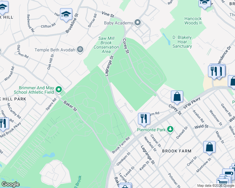 map of restaurants, bars, coffee shops, grocery stores, and more near 923 Lagrange Street in Boston