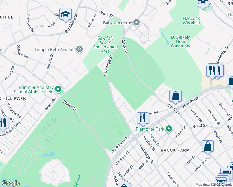 map of restaurants, bars, coffee shops, grocery stores, and more near 923 Lagrange Street in Boston