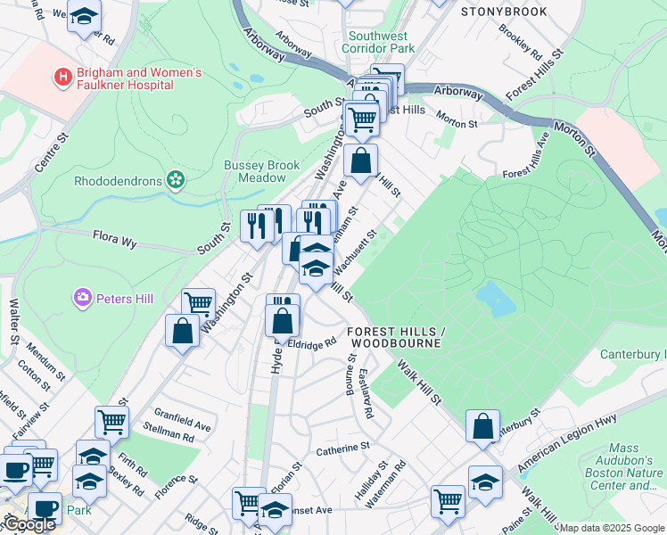 map of restaurants, bars, coffee shops, grocery stores, and more near 9 Varney Street in Boston