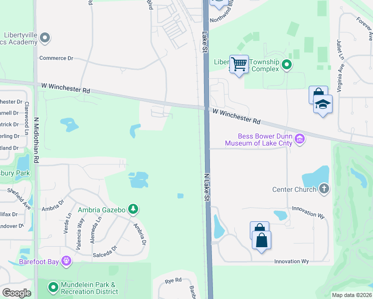 map of restaurants, bars, coffee shops, grocery stores, and more near 29774 U.S. 45 in Mundelein