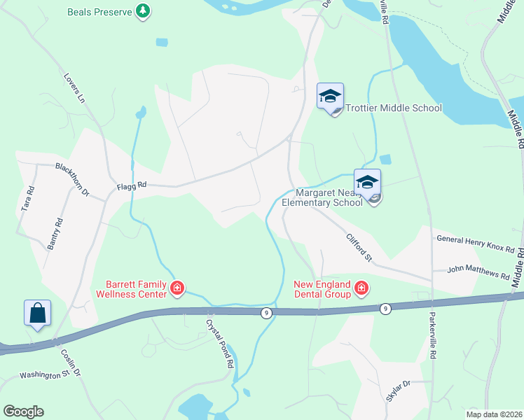 map of restaurants, bars, coffee shops, grocery stores, and more near 6 Orchard Street in Southborough