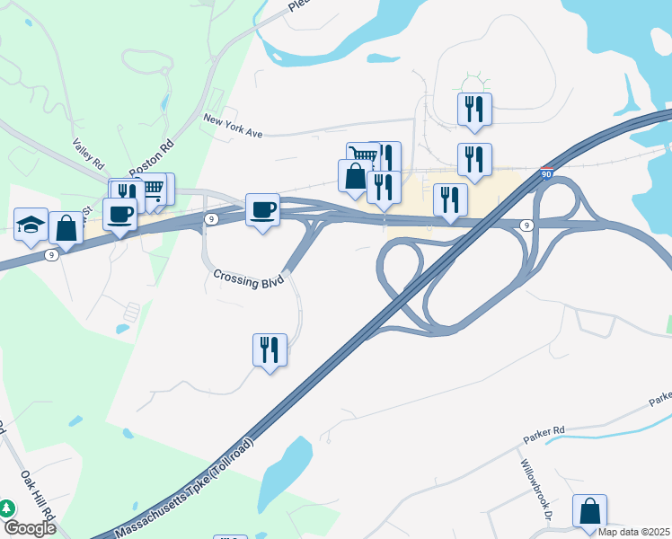 map of restaurants, bars, coffee shops, grocery stores, and more near 100 Staples Dr in Framingham