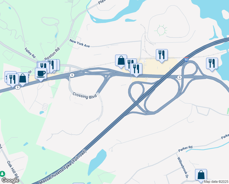 map of restaurants, bars, coffee shops, grocery stores, and more near 100 Staples Drive in Framingham