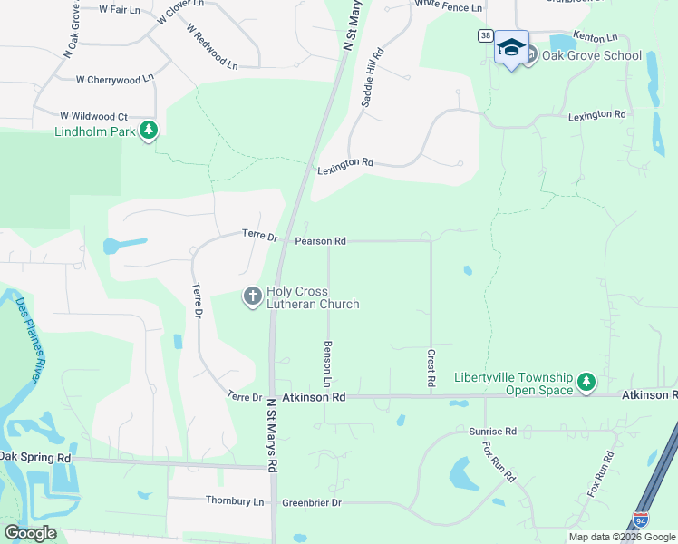 map of restaurants, bars, coffee shops, grocery stores, and more near 1270 Benson Lane in Libertyville