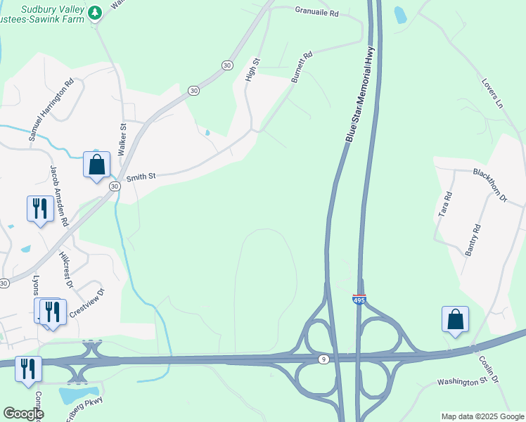 map of restaurants, bars, coffee shops, grocery stores, and more near 9 Technology Drive in Westborough
