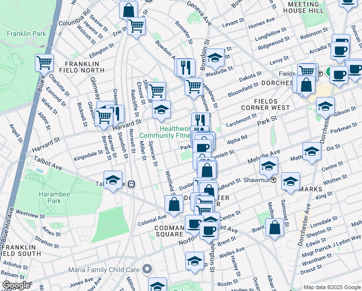 map of restaurants, bars, coffee shops, grocery stores, and more near 8 Elwyn Road in Boston