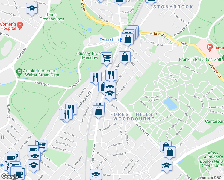 map of restaurants, bars, coffee shops, grocery stores, and more near 9 Varney Street in Boston