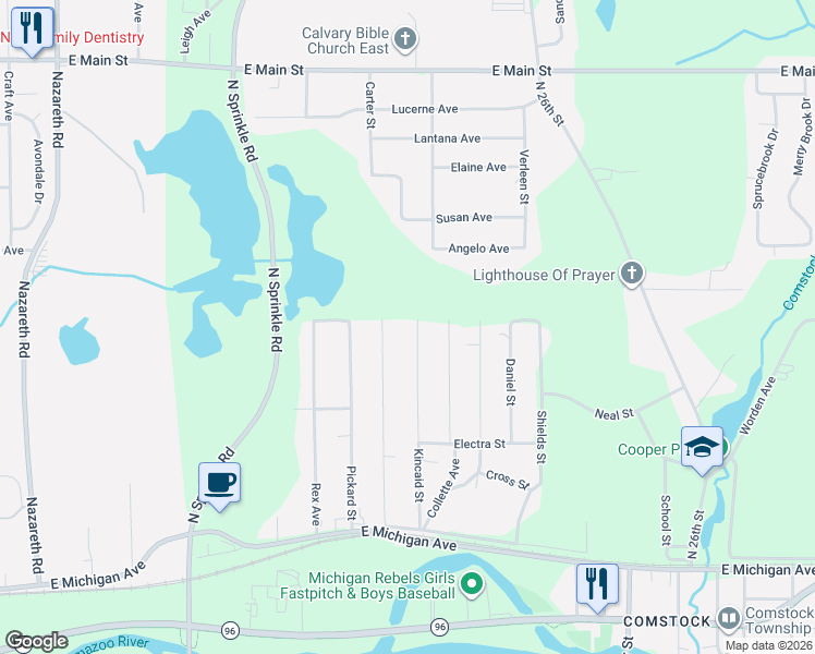 map of restaurants, bars, coffee shops, grocery stores, and more near 764 Leenhouts Street in Kalamazoo