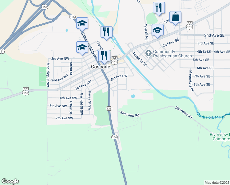 map of restaurants, bars, coffee shops, grocery stores, and more near 200-224 Buchanan Street Southwest in Cascade