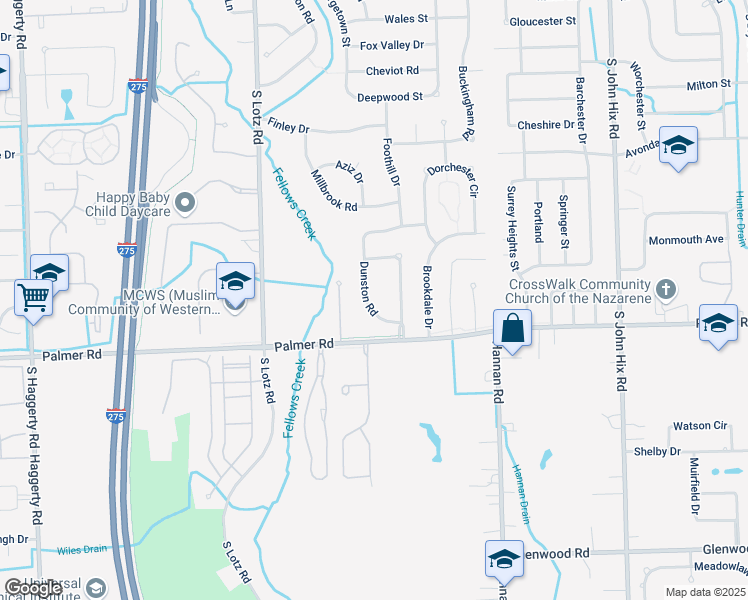 map of restaurants, bars, coffee shops, grocery stores, and more near 1709 Dunston Road in Canton